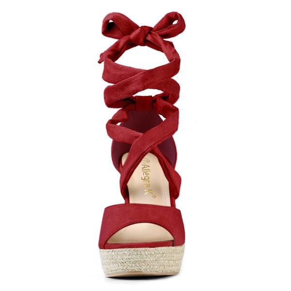 red lace up espadrilles