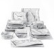 preview thumbnail 1 of 45, MALACASA Flora Wavy Modern Porcelain Dinnerware Set (Service for 6) Grey - 26 Piece