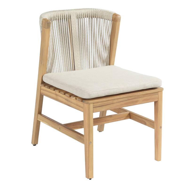 Christopher Knight Home - Solterra Farmhouse Wood & Rope Woven 9-Piece Outdoor Dining Set with Slat Table