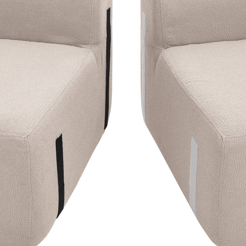 Roomfitters Curved Modular Sectional Sofa in Lamb's Wool Fabric, Modern Compressed Sofa No Assembly, Cozy for Living Room