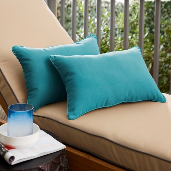 Aqua Blue Indoor Outdoor Pillow Set 12 in x 18 in On Sale