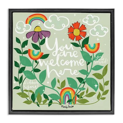 Stupell Comforting Welcome Here Phrases Framed Floater Canvas Wall Art Design By Mandy Ford Art + Illustration