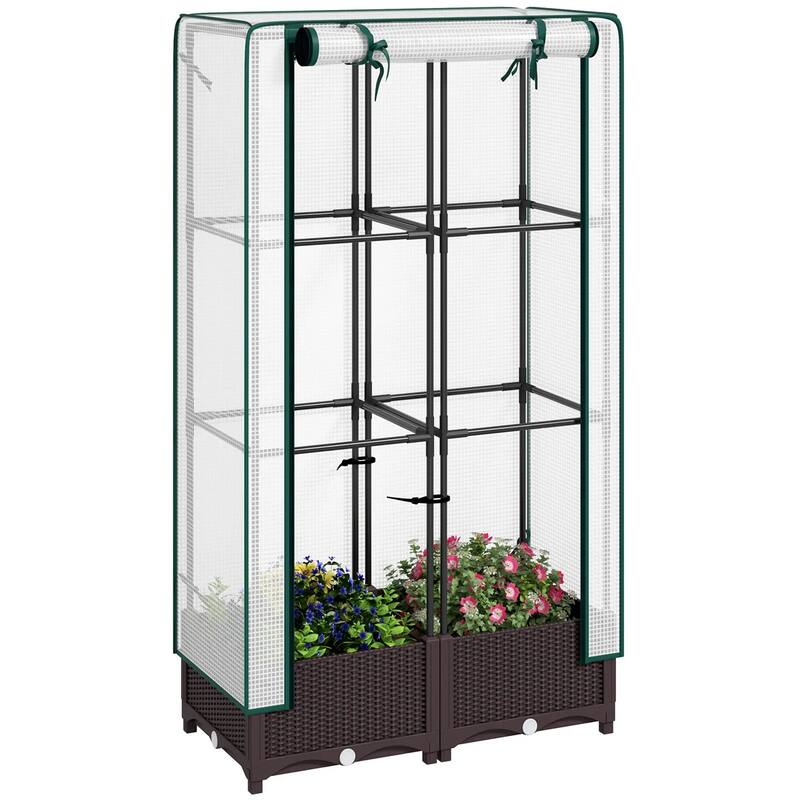 Raised Garden Bed with Plant Cage and Shade Cloth Cover and Open Bottom Planter for Vegetables - 2