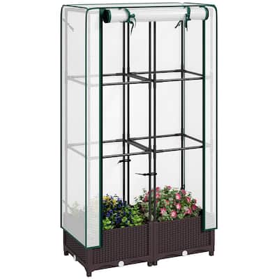 Raised Garden Bed with Plant Cage and Shade Cloth Cover and Open Bottom Planter for Vegetables