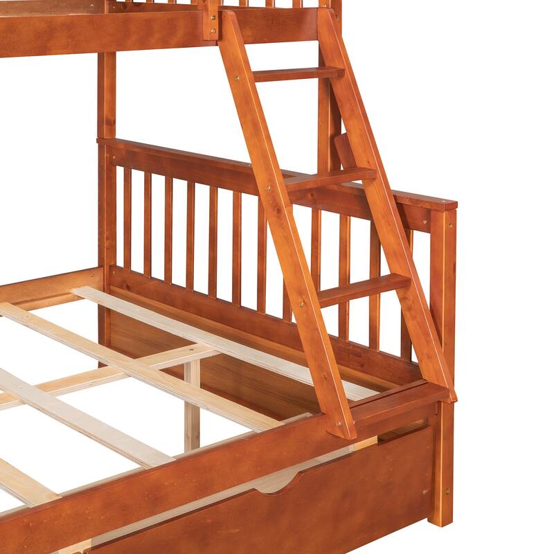 Twin-Over-Full Bunk Bed with Storage Drawers, Convertible Design