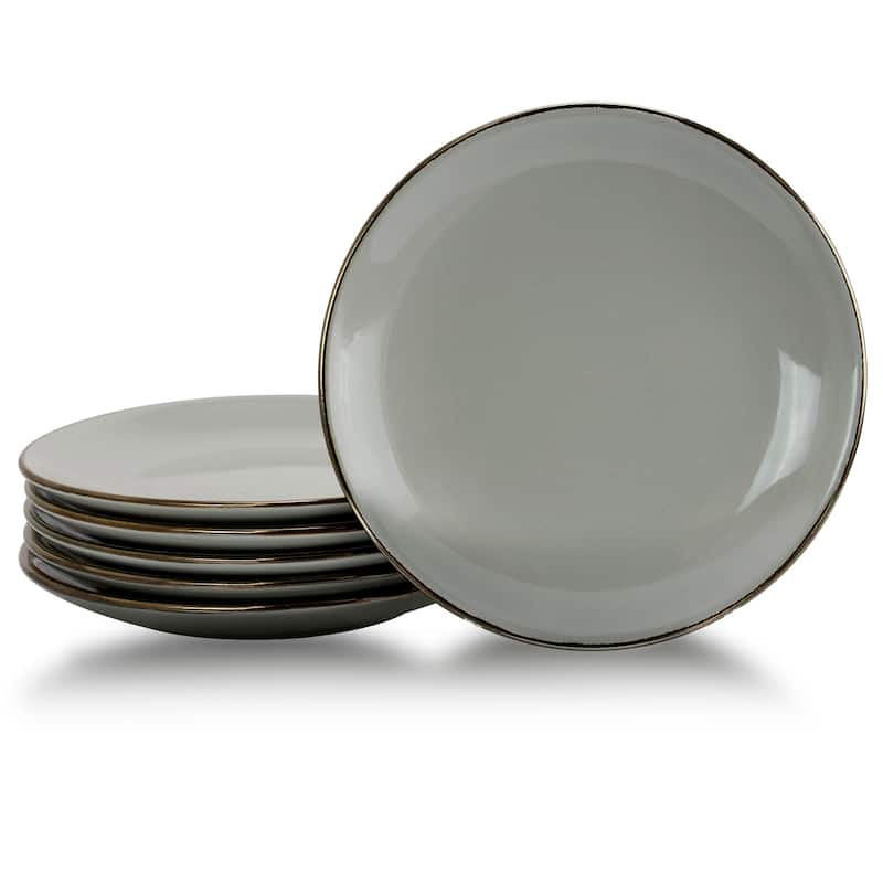 Modern Home 6 Piece Stoneware Salad Plate Set in Mellow Gray