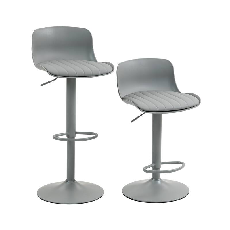Counter Height Bar Stools Set of 2, Height Adjustable Swivel Bar Stools, Armless PU Leather Kitchen Island Chairs