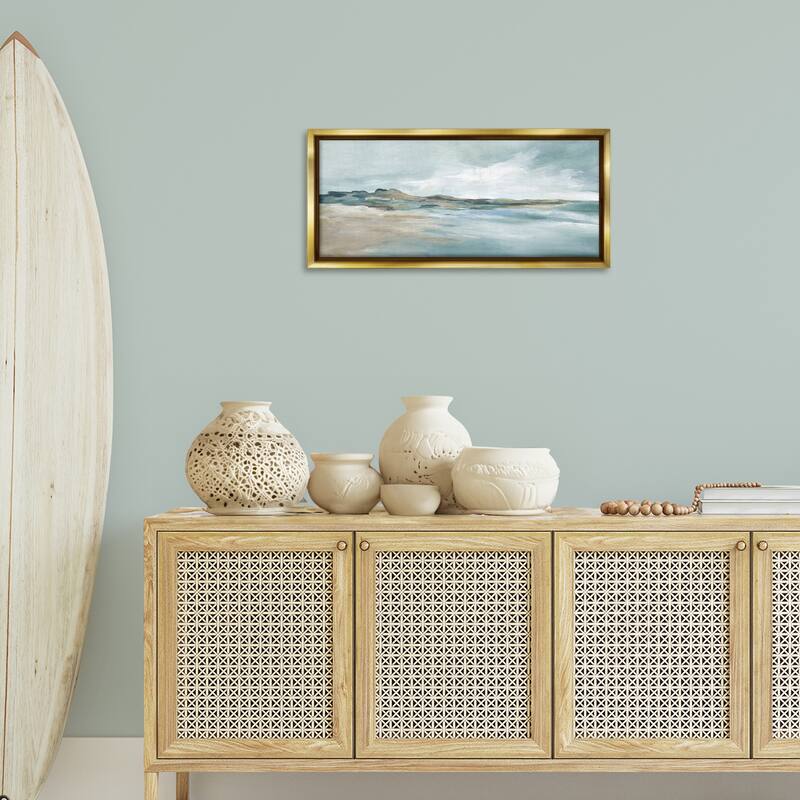Stupell Blue Gradient Beach Scene Framed Floater Canvas Wall Art Design By Carol Robinson