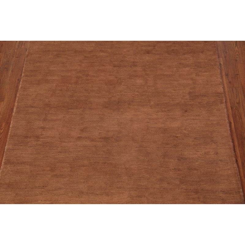Brown Gabbeh Modern Rug Handmade Wool Carpet - 4'0" x 6'2"