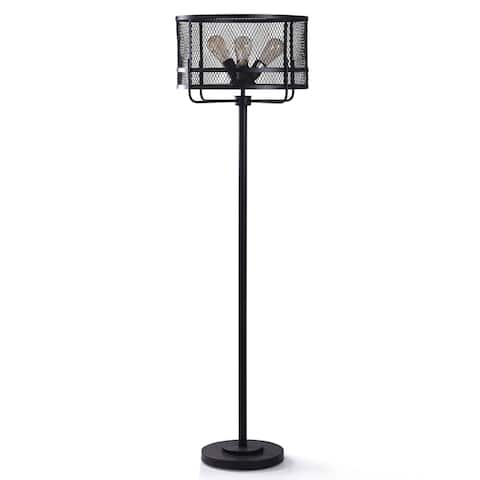 StyleCraft Industrial Matte Black Painted Metal Floor Lamp