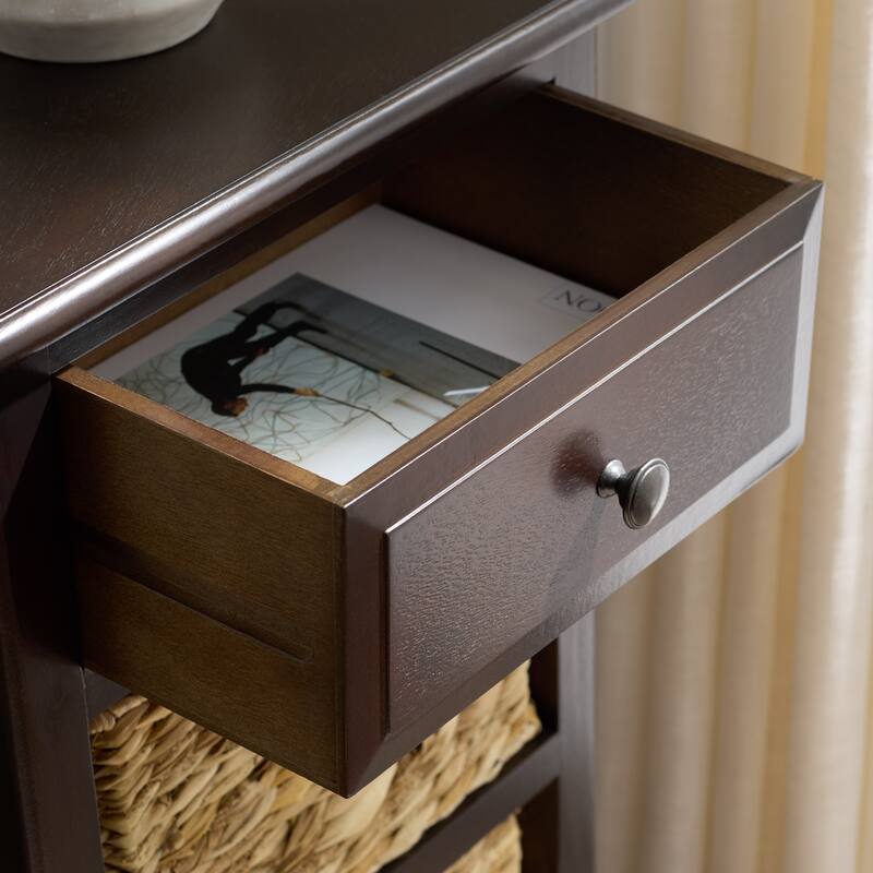 SAFAVIEH Hermine Distressed Black 4-Drawer Storage Side Table - 15" x 11.8" x 35.8" - 15"W x 12"D x 36"H