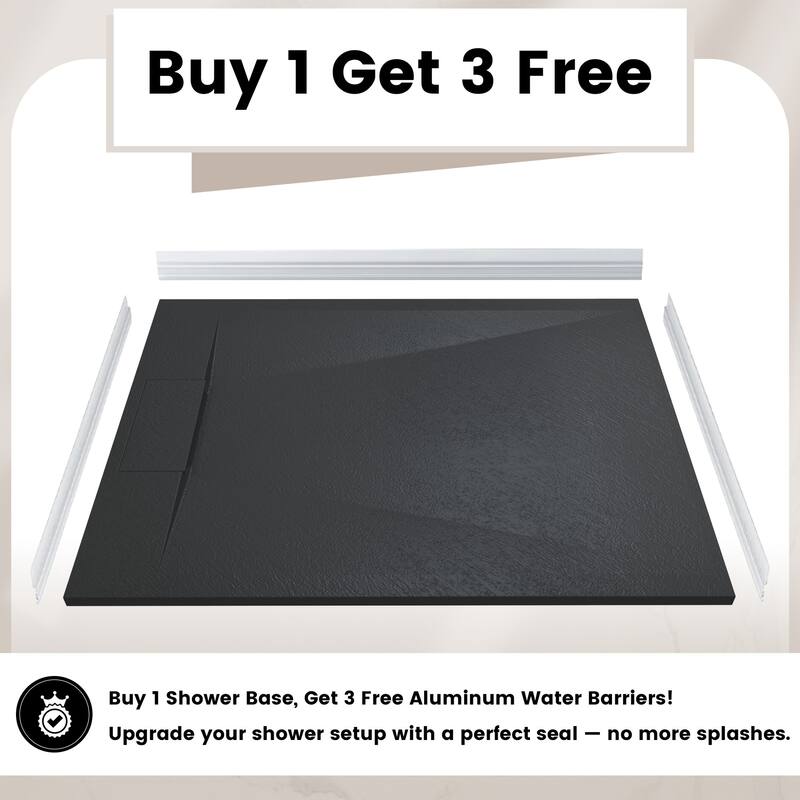 SMC Alcove Shower Pan Base with Reversible Drain, Low Profile, Wheelchair Access, Slip-Resistant, cUPC Certified