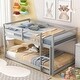 preview thumbnail 3 of 3, Grey Twin over Twin Size Wood Floor Bunk Bed with Ladder and Fence for Bedroom