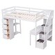 preview thumbnail 3 of 17, Twin Size Loft Bed with Storage Drawers, Desk, and Shelving Unit