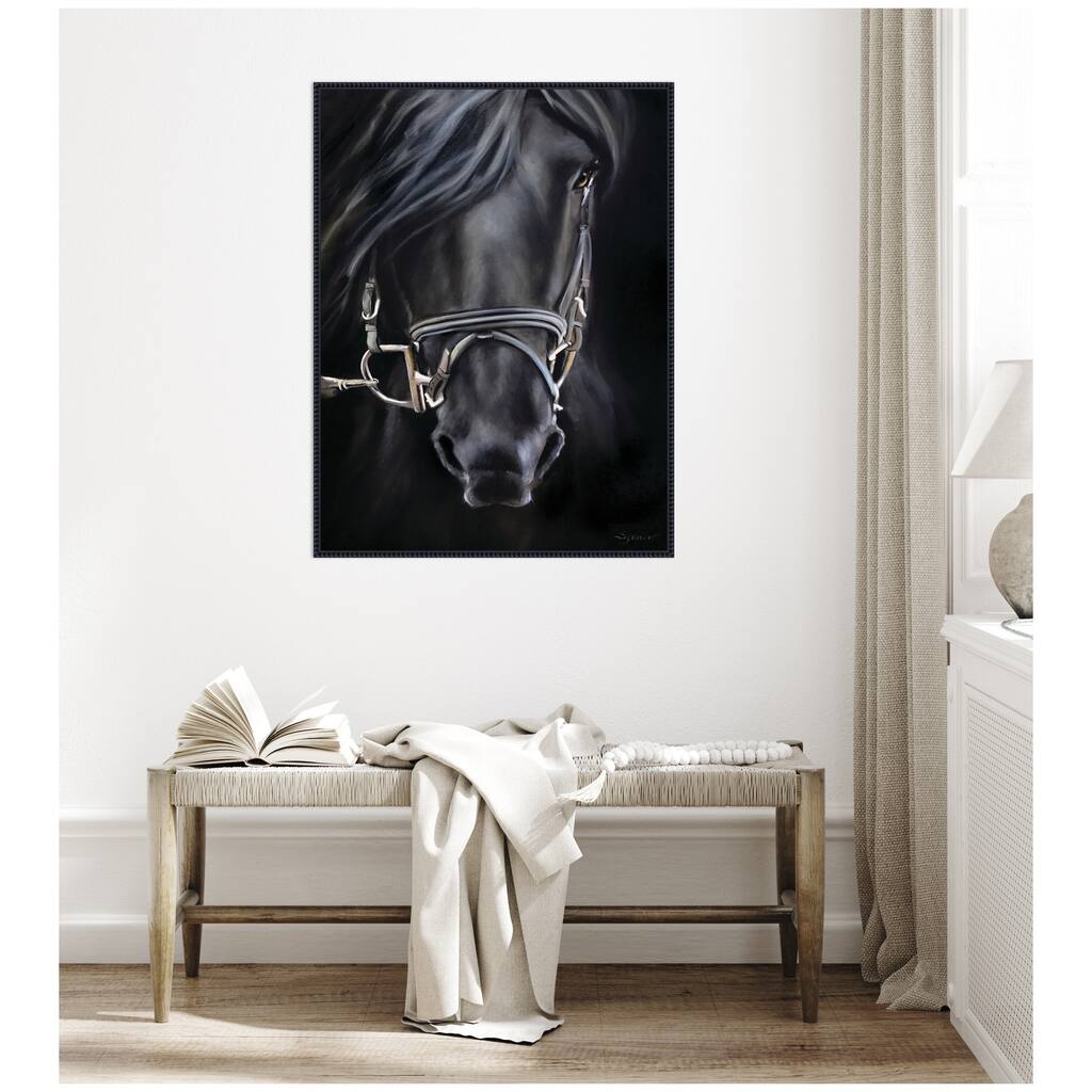 Kate and Laurel Ebony Splendor by Mary Sparrow Framed Canvas Wall Art Print