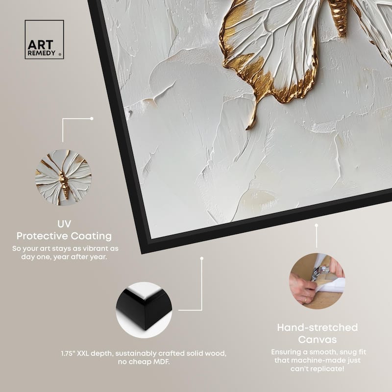 Simple Golden Butterfly Canvas by Art Remedy