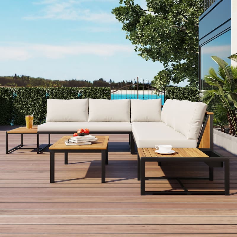 Sleek and Modern 4-Piece Patio Furniture Set by Leisure Zone