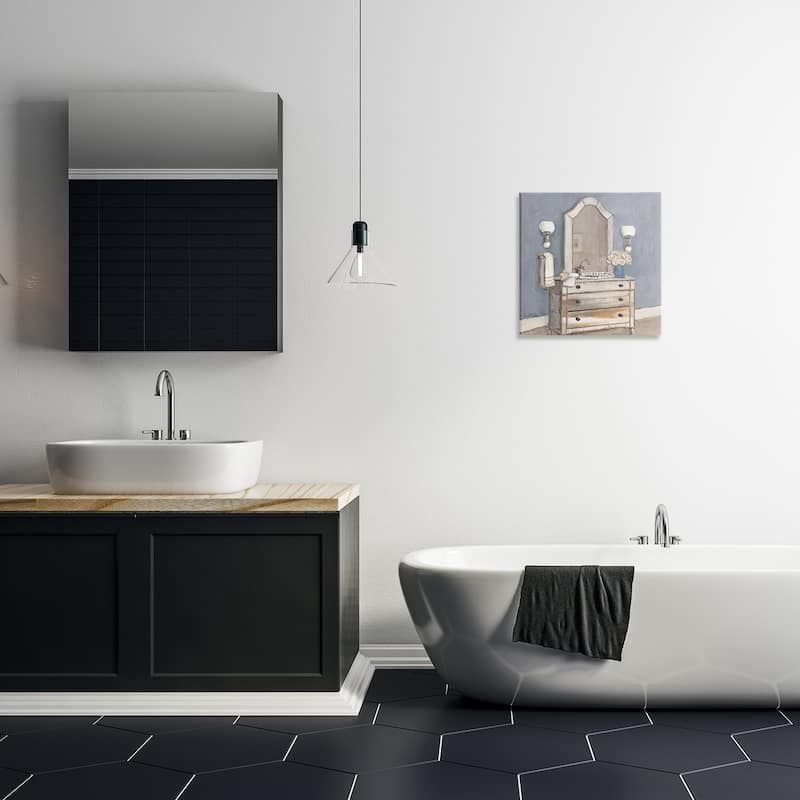 Stupell Bathroom Sink & Mirror Canvas Wall Art Design By Charlene Olson