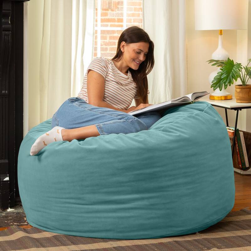 Jaxx Saxx 4ft - Large Round Bean Bag for Adults - Lush Velvet