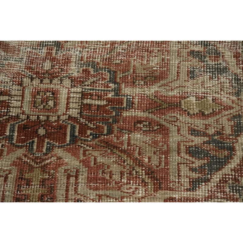 Hand Knotted Oriental 100% Wool Carpet Traditional Medallion Oranges & Rust Heriz (serapi) Area Rug - 11' 6'' X 7' 9''