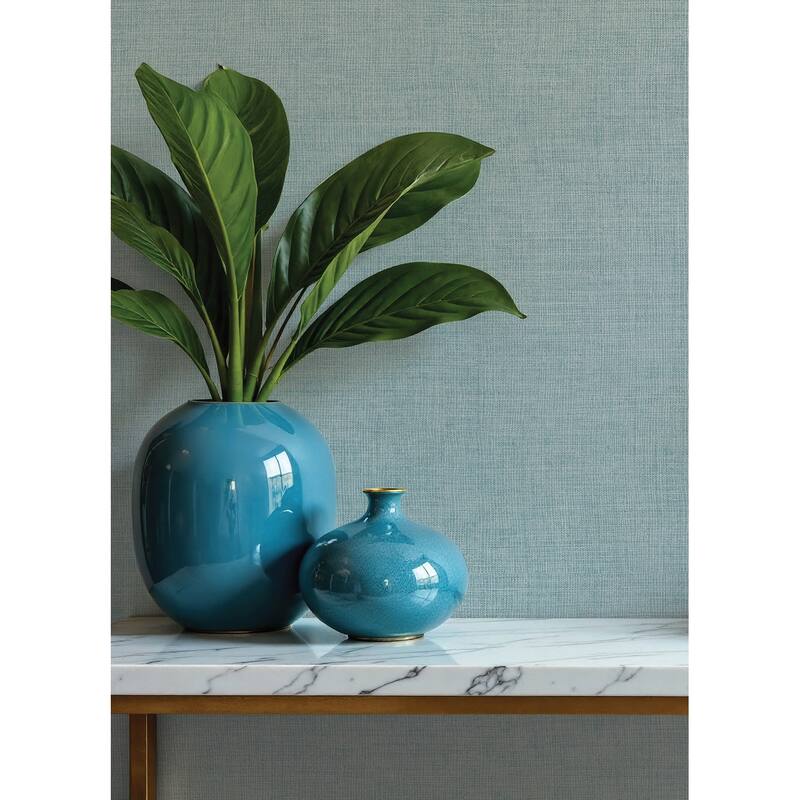 A-Street Prints Alba Sky Blue Open Weave Wallpaper
