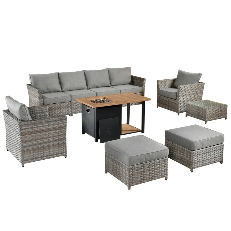 XIZZI 10-piece Outdoor Patio Furniture Conversation Set with Fire Pit