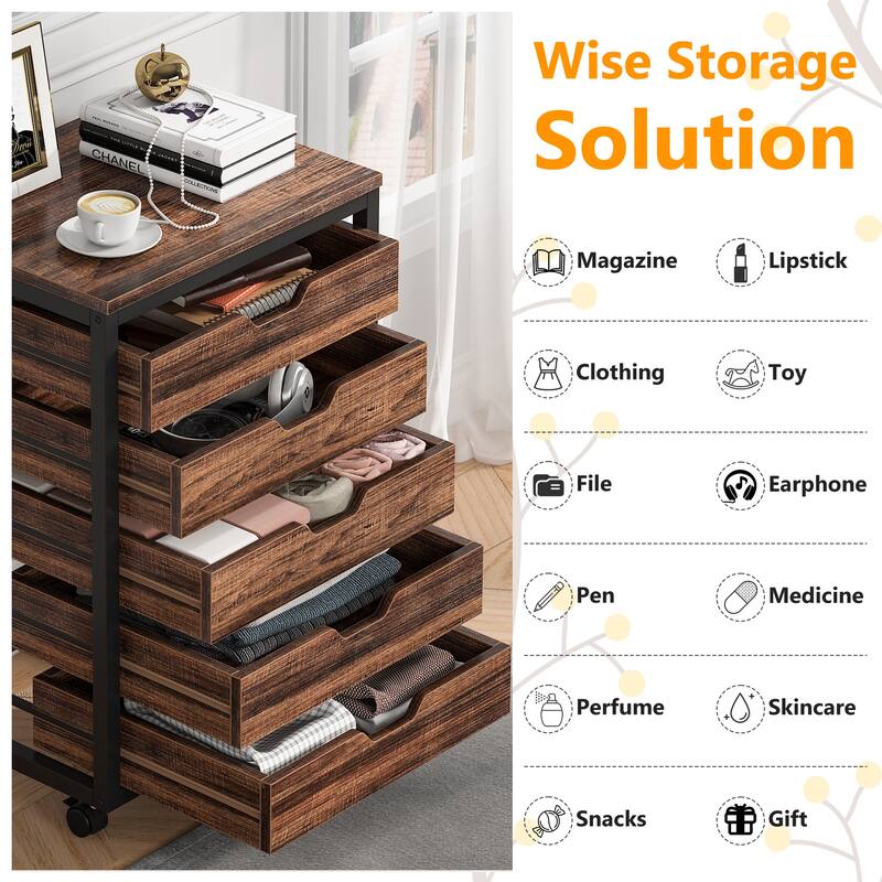 5-Drawer Chest & Wood 7 Drawer Storage Dresser Cabinet