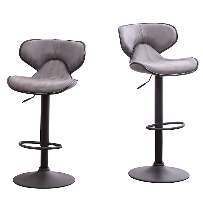 Swivel Bar Stools Counter Height Stools with Leather-Look Upholstery & Height Adjustable Dining Stools Set of 2聽