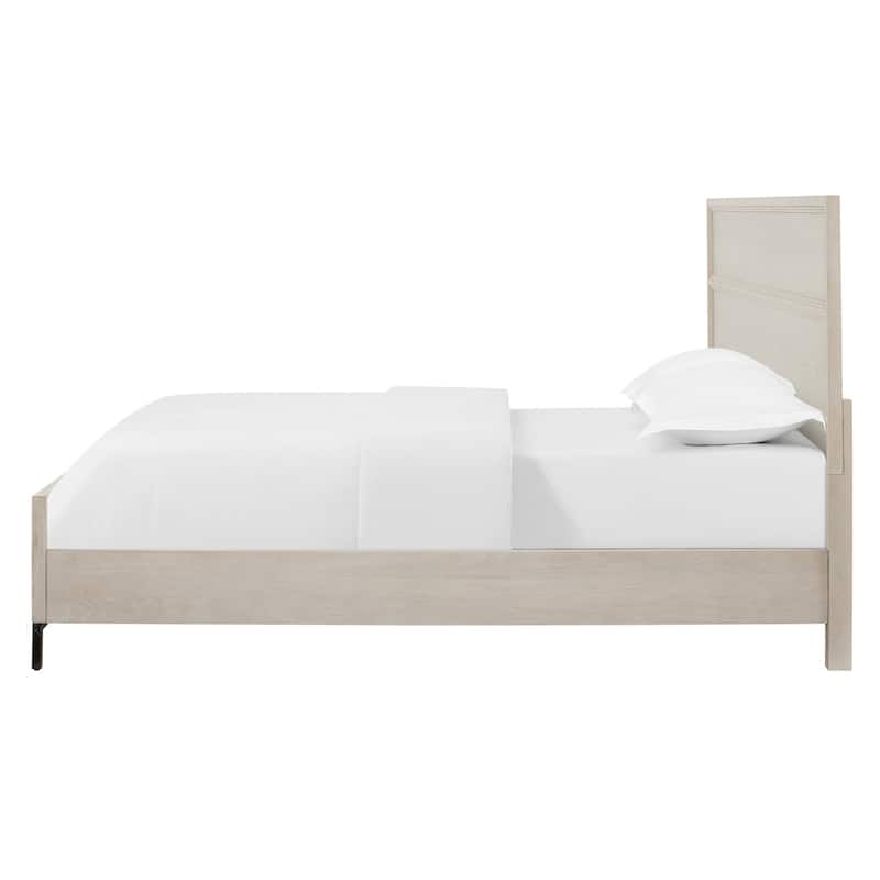White Panel Bed - Platform Bed Frame with Metal Legs & Masonite Sheets