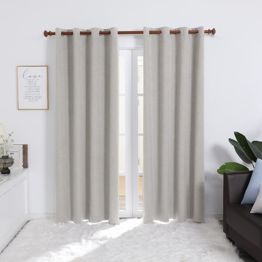 Deconovo Total Blackout Faux Linen Curtains 2 Panels