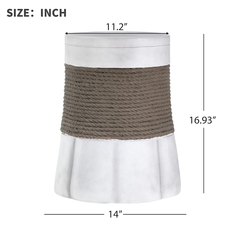 Christopher Knight Home - 14" Retro Woven Rope MGO Side Table with Fan Pedestal Base - Brown,Gray