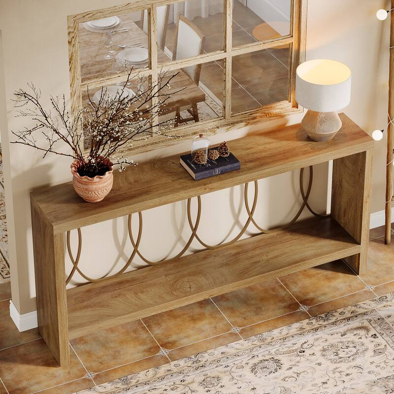 70.9" Extra Long 2-Tier Console Sofa Table with Storage for Entryway