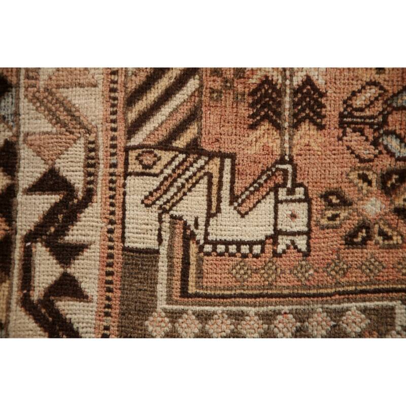 Hand Knotted Oriental 100% Wool Carpet Traditional Tribal Peach Shiraz Area Rug - 8' 7'' X 5' 6''