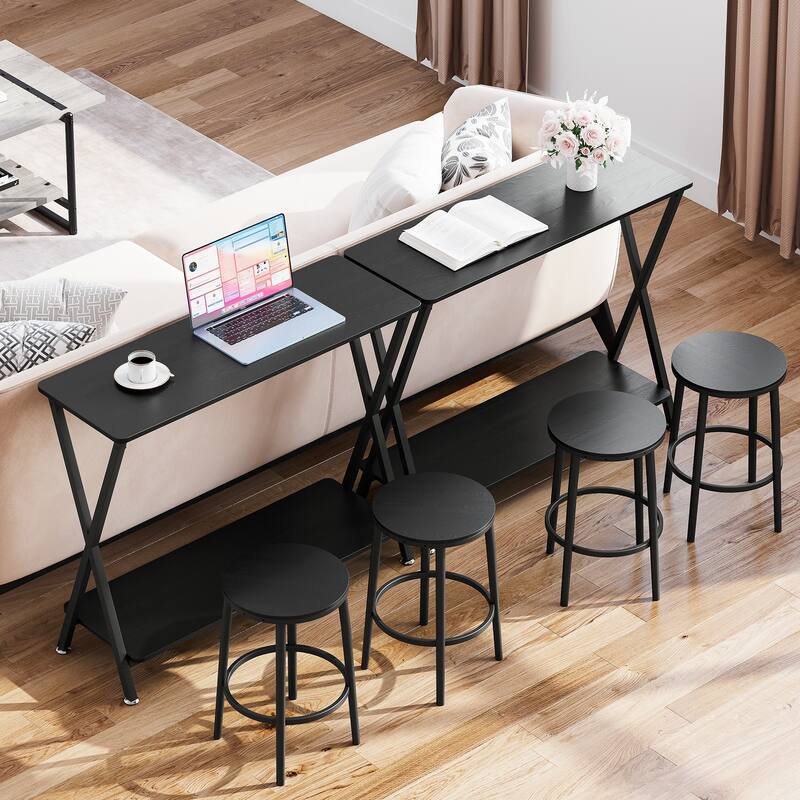 Sofa Tables Narrow Entryway Table with Storage Shelf and Metal Frame