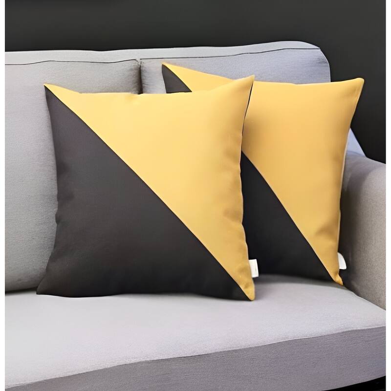 HomeRoots Set of Two 18" Yellow and Black Throw Pillow