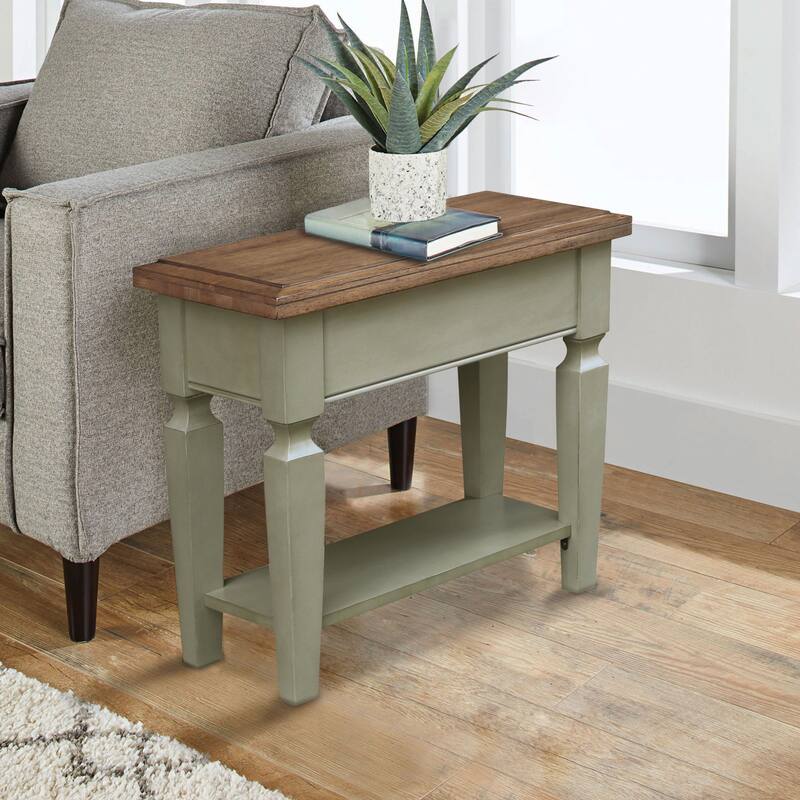 Solid Wood Vista Side Table - Distressed Hickory/Stone