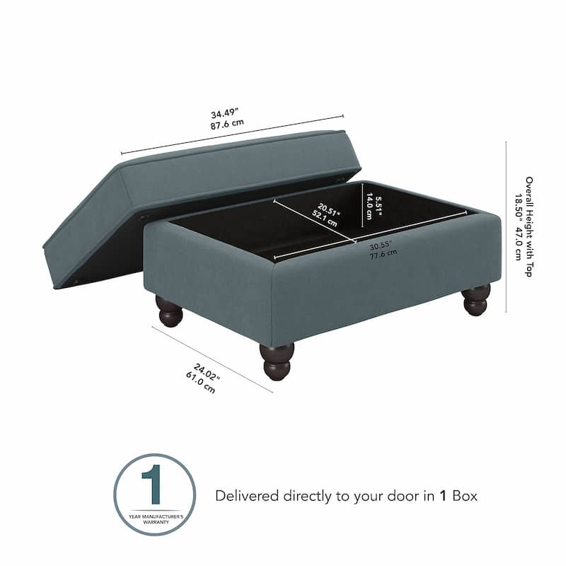 Bush Furniture Coventry Large Upholstered Storage Ottoman