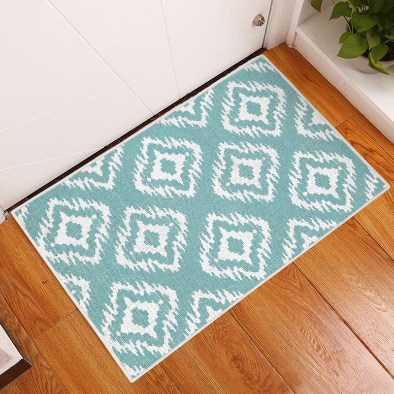 Sussexhome Heavy Duty Ultra Thin Non Slip Washable Cotton Indoor Rug - 2' x 3' - Light Teal