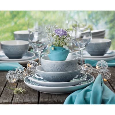 Euro Ceramica Fez 16 Piece Double Bowl Dinnerware Set
