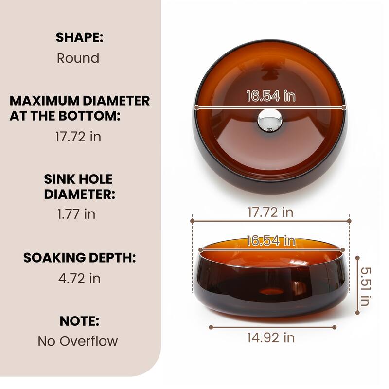 Transparent Resin Vessel Bathroom Sink Included Pop-up Drain and Drain Hose, Modern Above Counter Wash Basin with Center Drain