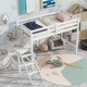 preview thumbnail 2 of 5, White Twin Size Loft Bed with Platform and Ladder