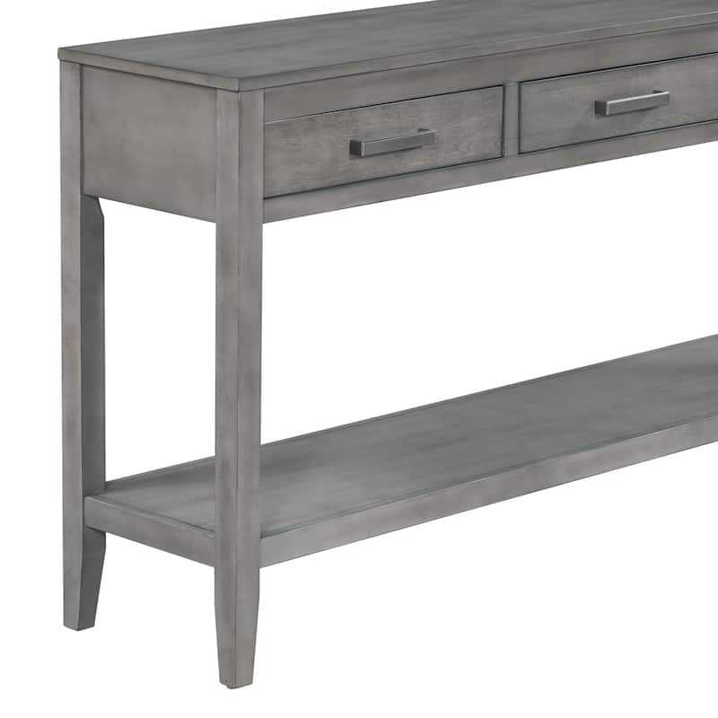 3-Drawer Console Table with 1 Shelf - Gray