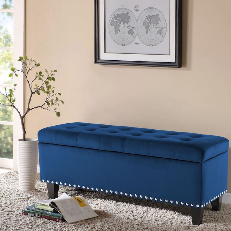 41" Storage Ottoman Tufted Upholstered Rectangle End of Bed Bench