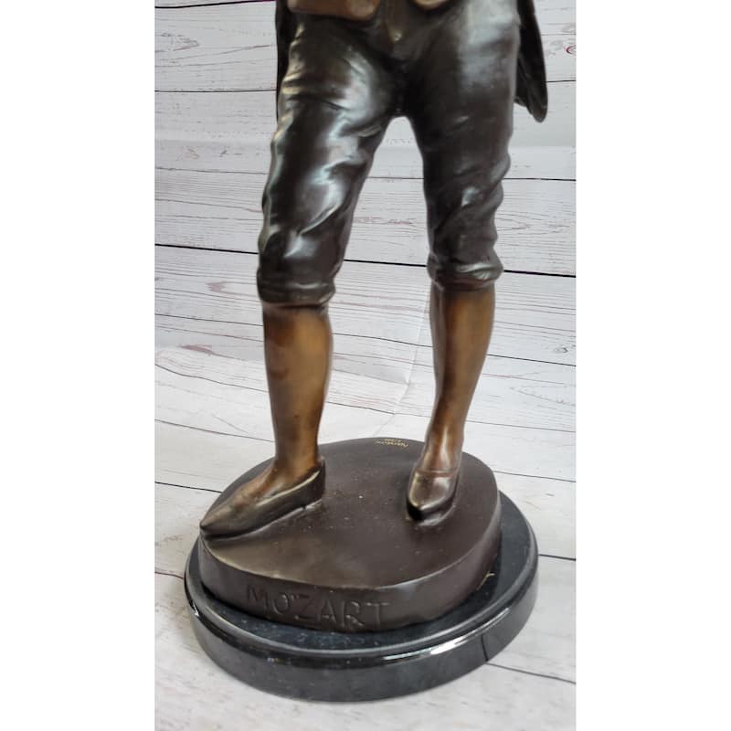 Imitative Wolfgang Amadeus Mozart Clical Composer Bronze Metal Statue Sculpture Signed Numbered Art