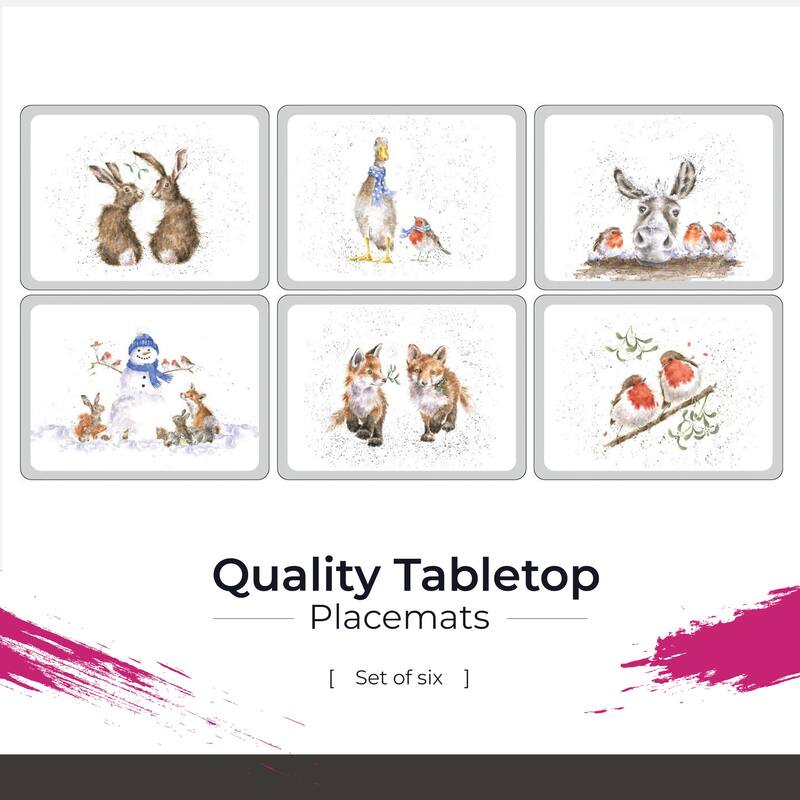 Pimpernel Set of 6 Wrendale Designs Christmas Placemats - 12" L x 9" W