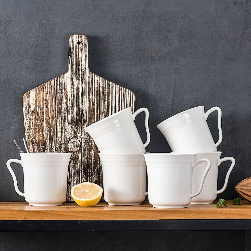 Mario 12.5 Oz Ivory White Mugs (Set of 6)