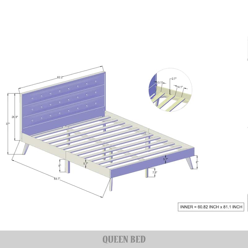 CraftPorch Mid-Century Wooden Platform Bed