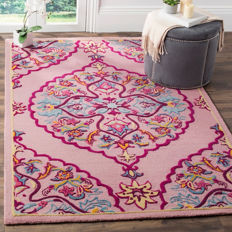 SAFAVIEH Handmade Bellagio Junie Medallion Wool Rug - 3' x 5' - Pink/Multi - Rectangle
