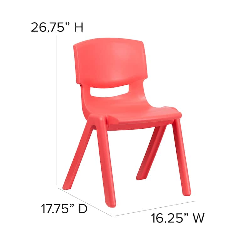4 Pack Plastic Stack School Chair with 15.5"H Seat, 3rd-7th School Chair