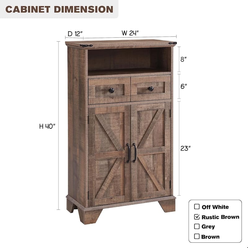 24" Farmhouse Bathroom Floor Cabinet, Wide Bathroom Storage Cabinet